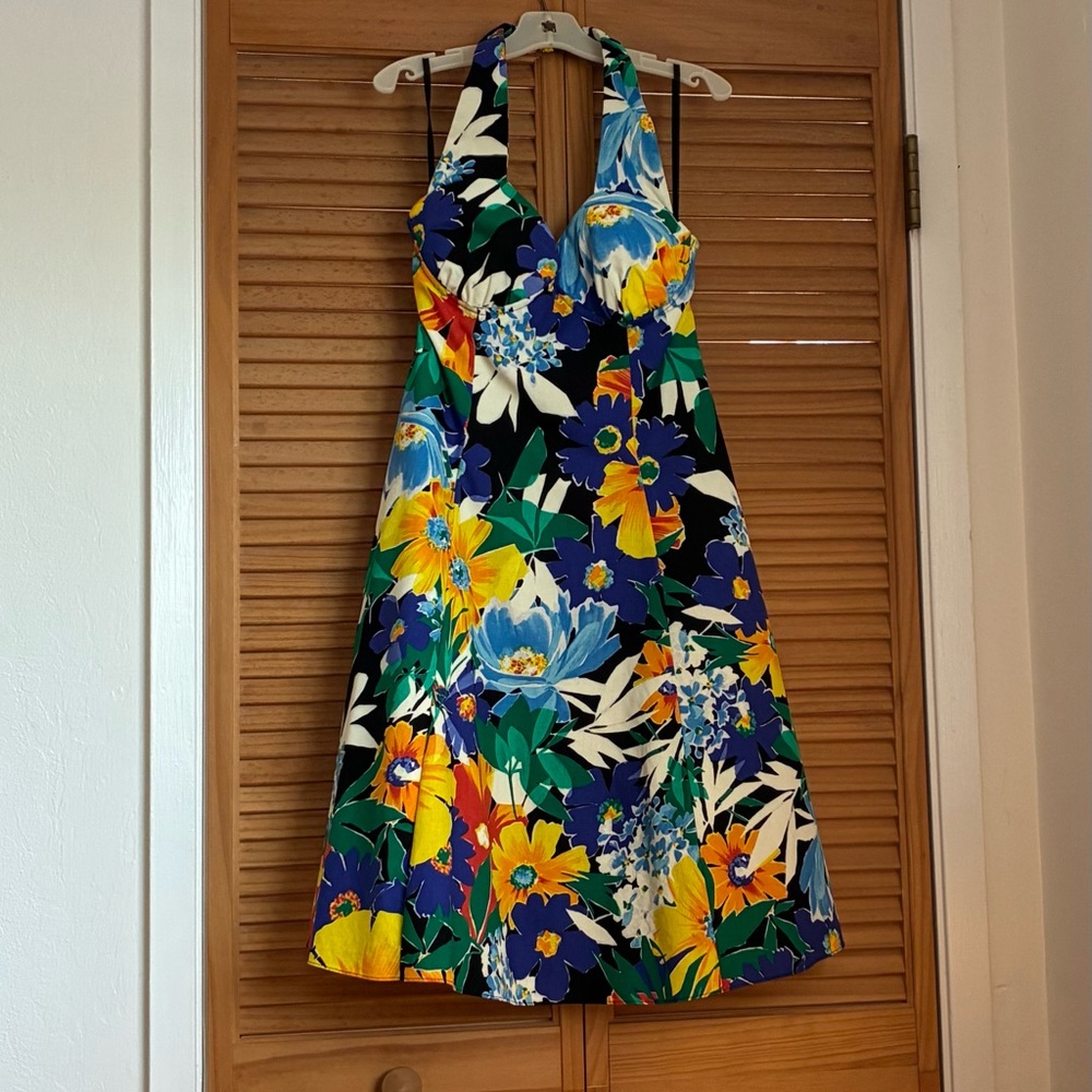 Vintage 80’s Floral Multi Color Halter Dress